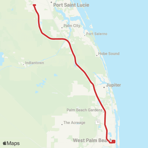 Palm Tran Port St Lucie Express map