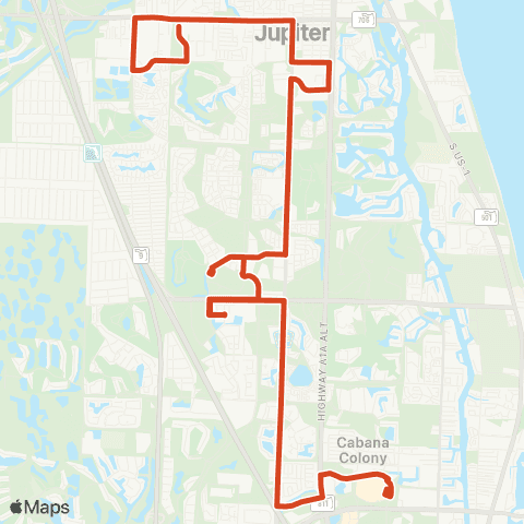 Palm Tran N County Crosstown via Military map