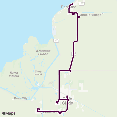 Palm Tran Pahokee-S Bay via Belle Glade map
