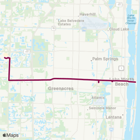 Palm Tran Wellington - Lk Worth via Lake Worth map