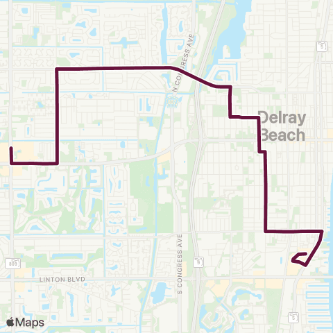 Palm Tran Delray Bch Crosstown via Lake Ida map