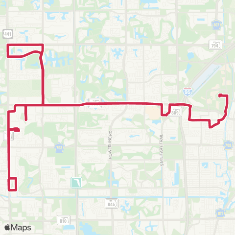 Palm Tran Boca Crosstown via Glades map