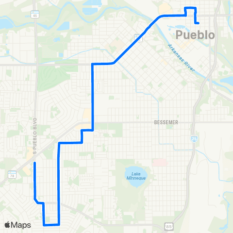 Pueblo Transit Highland Park map
