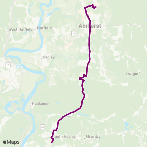 PVTA Mount Holyoke / UMass map