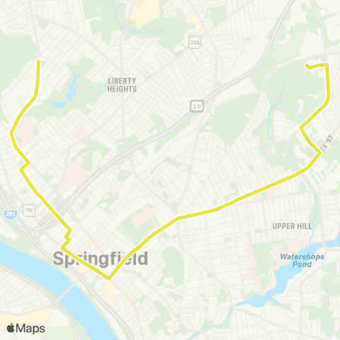 PVTA Tripper 21 Helper Service map