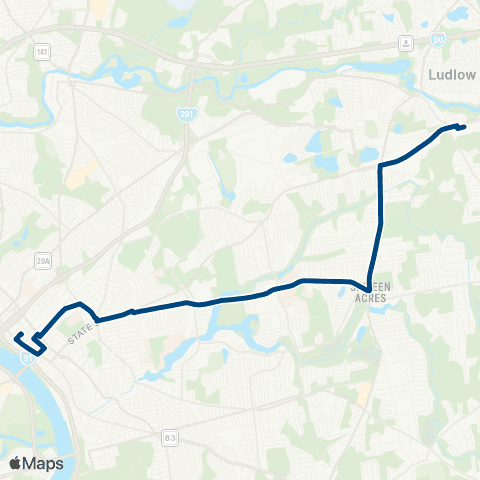 PVTA Wilbraham Big Y-Worthington St-Wilbraham Rd map