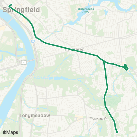 PVTA Carew-E Springfield / Belmont-Dwight Rd map