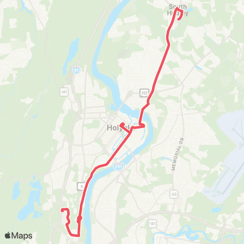 PVTA Holyoke-South Hadley map