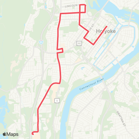 PVTA HTC-Holyoke Hospital-Holyoke Mall map