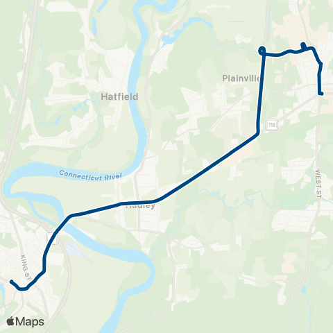 PVTA Northampton / Hadley / Amherst Express map