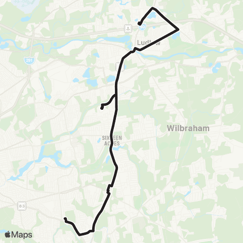 PVTA Outer Crosstown map