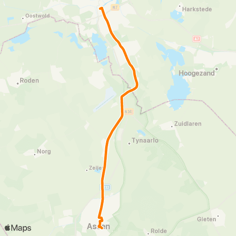 Qbuzz Assen - Groningen map