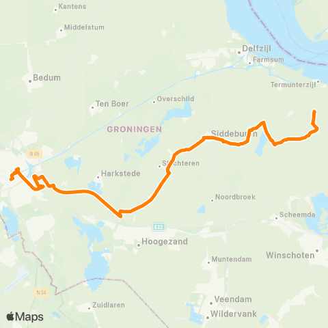 Qbuzz Appingedam - Groningen map