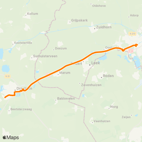 Qbuzz Drachten - Groningen map