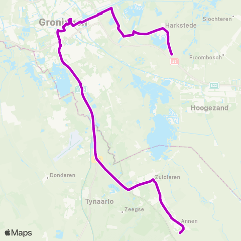 Qbuzz Annen - Haren - P+R Meerstad - Tersluis / Harkstede map