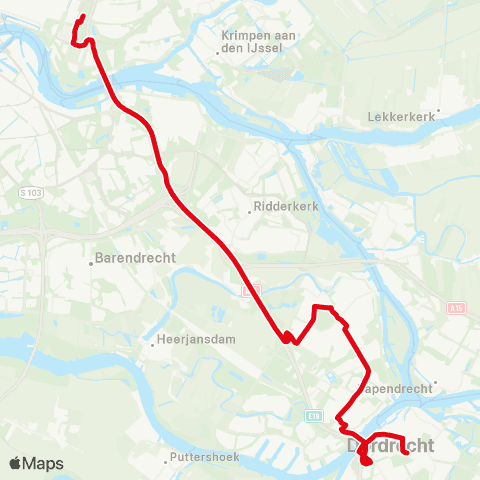 R-net R'dam Kralingse Zoom - H.I. Ambacht - Dordrecht map