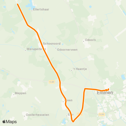 Qbuzz Emmen - Sleen ( - De Kiel) map