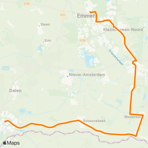 Qbuzz Emmen - Klazienaveen - Coevorden map