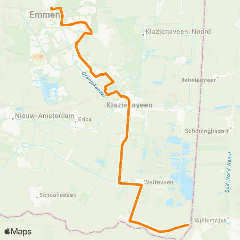 Qbuzz Emmen - Klazienaveen - Nw Schoonebeek Grens map