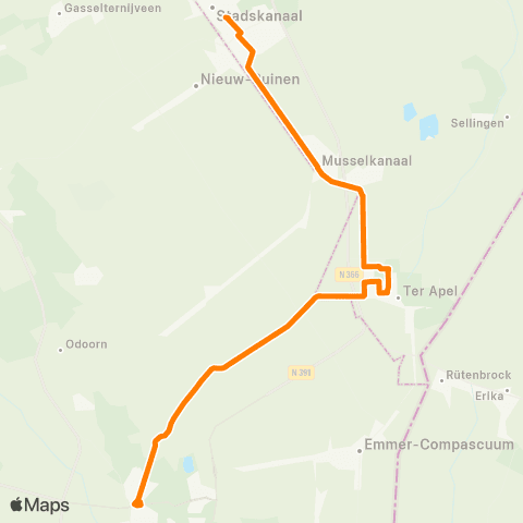 Qbuzz Emmen - Ter Apel - Veendam map