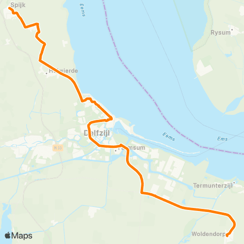 Qbuzz Spijk - Woldendorp map