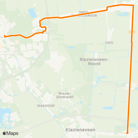 Qbuzz Emmen - Emmercompascuum - Zwartemeer map