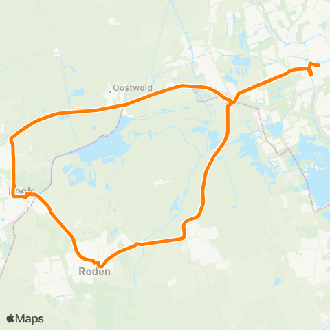 Qbuzz Nachtbus Groningen - Roden - Leek map