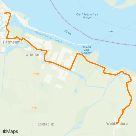 Qbuzz Woldendorp - Delfzijl map
