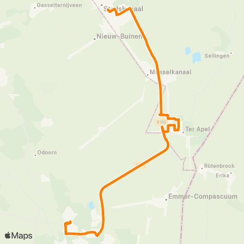 Qbuzz Emmen - Ter Apel - Stadskanaal map