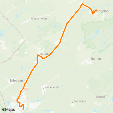 Qbuzz Nachtbus Meppel - Dwingeloo map