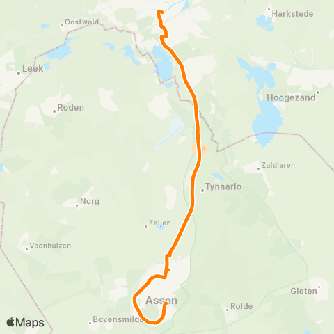 Qbuzz Assen - Groningen De Wijert - Groningen CS map