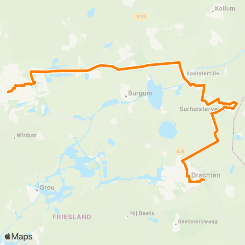Qbuzz Leeuwarden - Surhuisterveen - Drachten map