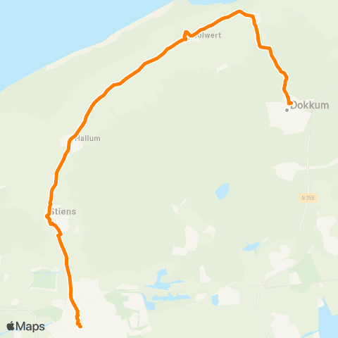 Qbuzz Dokkum - Holwert - Leeuwarden map
