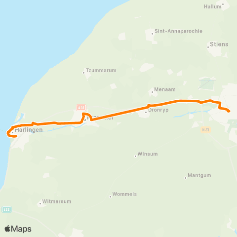 Qbuzz Harlingen - Franeker - Leeuwarden map
