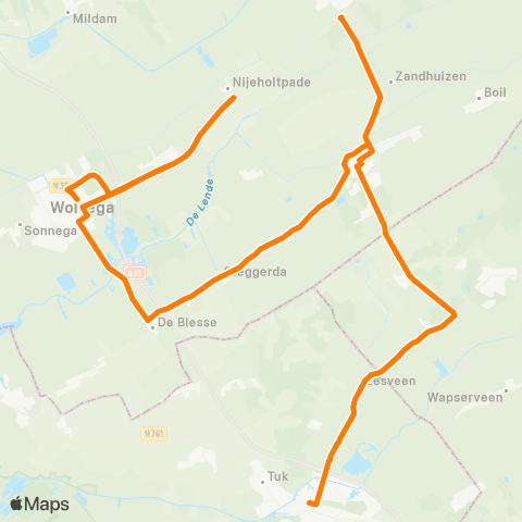 Qbuzz Wolvega - Noordwolde - Steenwijk map