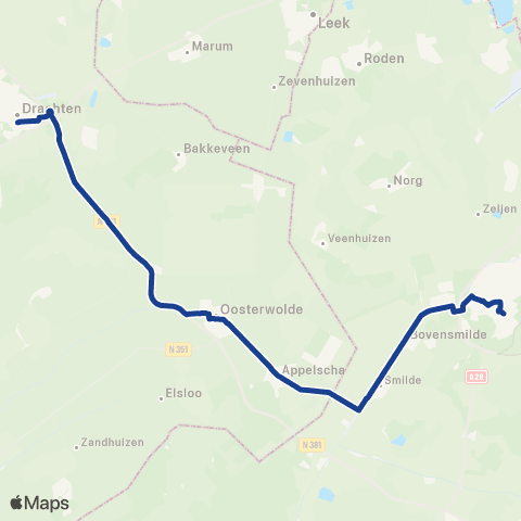 Qbuzz Drachten - Oosterwolde - Assen map