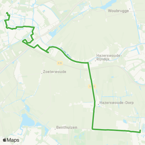 Qbuzz Boskoop - Leiden map