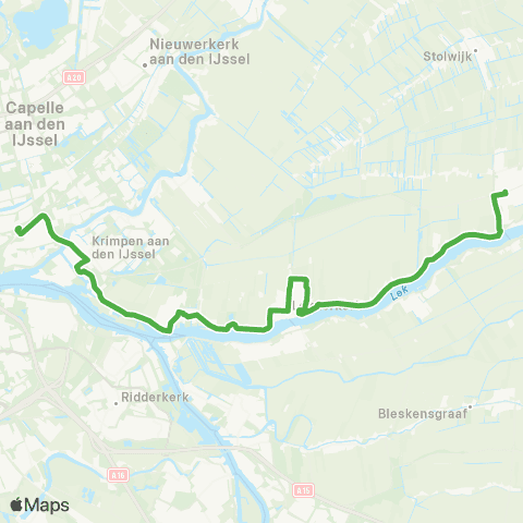 Qbuzz Bergambacht - Lekkerkerk - Rotterdam Capelsebrug map