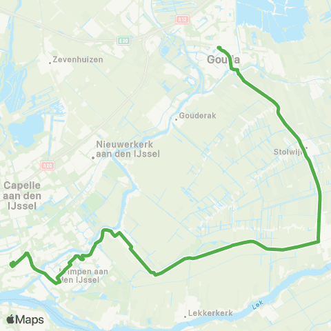 Qbuzz Gouda - Ouderkerk a / d IJssel - R'dam Capelsebrug map