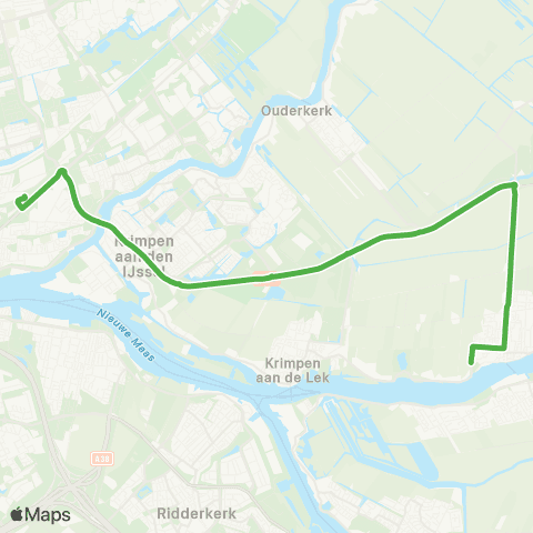 Qbuzz Lekkerkerk - Rotterdam Capelsebrug map