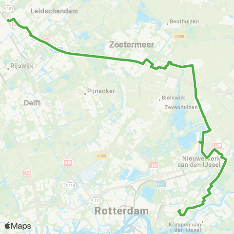 Qbuzz Den Haag - Lansingerland - Rotterdam Capelsebrug map