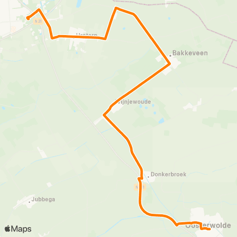 Qbuzz Drachten - Bakkeveen - Oosterwolde map