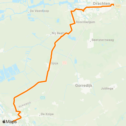 Qbuzz Heerenveen - Drachten Transferium map