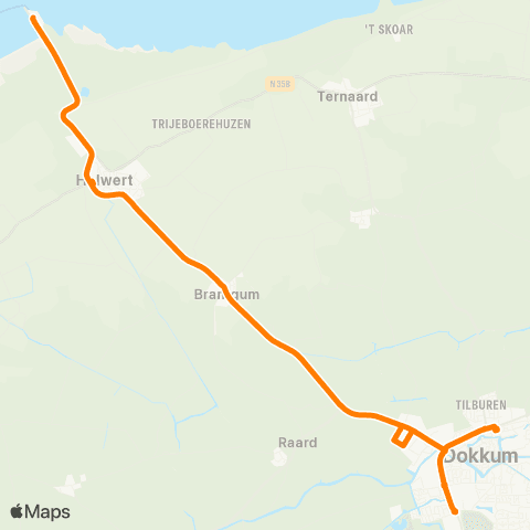 Qbuzz Dokkum - Holwert Veerdam map