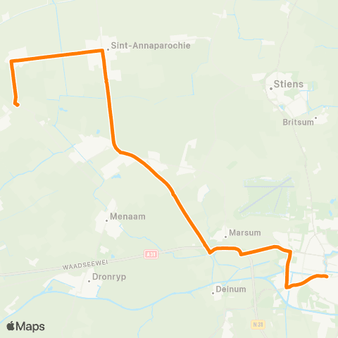 Qbuzz Minnertsga - St-Annaparochie - Leeuwarden map