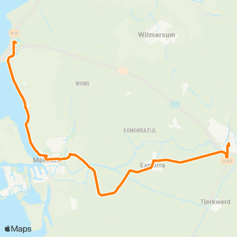 Qbuzz Kop Afsluitdijk - Makkum - Bolsward map
