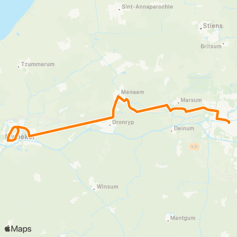 Qbuzz Franeker - Leeuwarden map