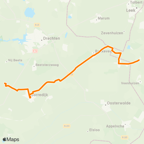 Qbuzz Tijnje - Gorredijk - Haulerwijk - Een map