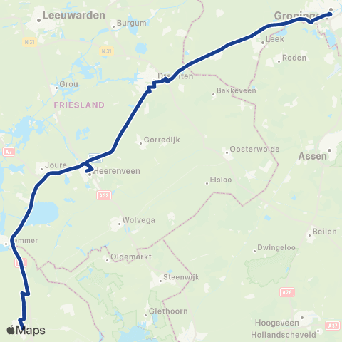Qbuzz Heerenveen - Drachten - Groningen map