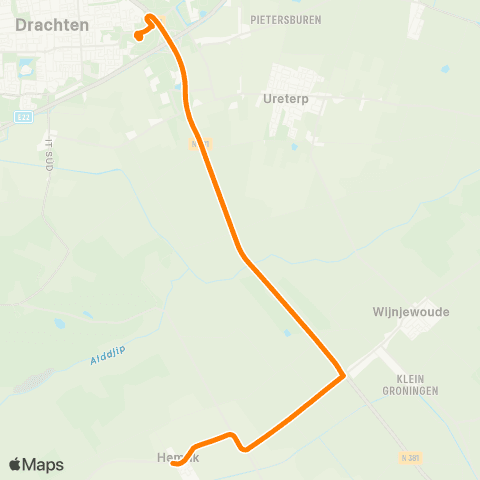 Qbuzz Hemrik - Drachten Transferium Oost map